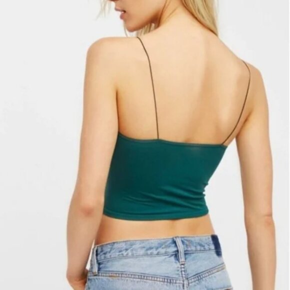 Free People Intimately Skinny Strap Brami Crop Top Brown Green Womens M/L - Picture 2 of 7